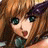 Pixelated close-up of an anime-style character with brown hair and green eyes, mouth open in a surprised expression, wearing a dark blue top against a blurred background.