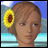 Pixelated image of a person with light brown hair and a sunflower in their left ear against a blue sky background, next to text reading "Anime IM" and "COM" on black.