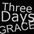 A 50x50 pixel animated contact sheet showing two frames of a Three Days Grace logo animation with black background and white text on the left, transitioning to grayscale band member images on the right.