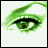 Six 48x48 pixel animated frames of a stylized eye with varying color schemes arranged in a contact sheet grid.