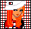 Pixelated character with orange hair and white cap beside repeated 'TOMMY GIRL' text in black and red on white background.