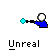 Pixelated character with white head and blue body holding cyan object, transitioning through red variants with circular effects on gray background.