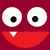 Six pixelated cartoon faces with large white eyes and red mouths arranged in a on solid colored backgrounds
