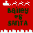 Red background with white pixelated reindeer and sleigh icons above and below text reading Bailey of Santa in dark green pixelated font.