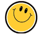 Two yellow circular icons with black outlines showing a smiling face and an open-mouthed laughing face.