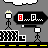 Pixelated animation of a character with white hair and black outfit holding red-and-white objects, repeating across on gray background