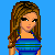 Pixel art contact sheet showing three frames of an animated icon with a woman's face, torso, and bell-like object against blue background with text reading "Christianity isn't a label. it's a lifestyle".