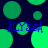 Green circular shapes and blue text 'ALYssa' on a dark background with pixelated appearance.