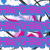 Pixelated text repeats across a of blue and pink blocks with blurred background elements