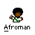 Pixelated character with afro hairstyle holding a smoking object, wearing white shirt and green sash across chest.