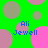 Green background with pink and gray circles, blue text 'Ali Jewell' repeated four times in a pattern
