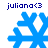 Four blue snowflake icons with 'juliana<3' text above each, displayed in a on white background
