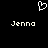 Pixelated white heart symbol above two instances of the name 'Jenna' in pixelated text on a black background.