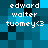 Pixelated text 'edward walter tuomey<3' on a blue and black checkered background with visible animation changes in pixel placement.