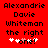 Red background with black pixelated text reading "Alexandrie Davie Whiteman the right one!" and four white heart symbols, where two hearts are pink in the left frame.