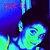 Pixelated blue and green abstract shape with red text 'me' in the top-left corner, set against a dark background.