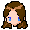 Pixel art avatar of a person with brown hair and blue eyes, showing sequential eye expressions against a gray background.