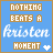 A 48x48 pixel animated buddy icon featuring a blue background with brown text boxes and stylized white/gold script, showing two distinct animation frames where the central script changes from white to gold while other elements remain static.