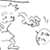 Static grayscale pixel art icon of a stick figure with dynamic pose and abstract shapes, likely from Disgaea fandom avatars.