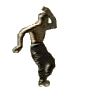 A shirtless man in dark pants performs a sequence of martial arts movements against a solid gray background.