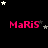 Black background with pink 'MaRiS' text and white/grey stars in a pattern, stars animate between frames