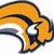A pixelated orange and white graphic with a dark outline, featuring curved shapes forming an abstract design against a plain background.