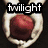 A four- shows a red apple held in hands with 'twilight' text, two people embracing with '<3', and a flower labeled 'New Moon'