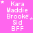 A static image with a bright pink background displays repeated text in white pixelated font, including names and 'BFF' with small star symbols scattered around.