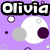 Pixelated icon with purple background, white and gray circles, and text "Olivia Rocks" in bold black-outlined white letters.