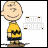 Pixelated cartoon character in yellow shirt and blue shorts with 'GOOD GRIEF!' text, cycling through color variations.