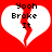 Red background with two white broken heart shapes, each containing black text reading 'Yooh Broke It' in pixelated font.
