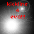Red text 'kickline 4 eva!!!' over a grayscale background with shifting bright light effects.