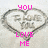 Pixelated heart-shaped icon with pink text reading YOU LOVE ME inside a gray outline on light background.