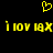 Yellow pixelated heart above yellow text 'i loy 18x' repeated twice on black background, static image with no animation.