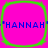 Four identical square icons with rounded corners, each featuring a bright pink background and green border displaying the text 'HANNAH' in blue pixelated letters.
