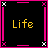 black square with pink borders displays yellow text reading Life, Is, Short, and PARTY NAKED, with two additional showing a smiley face and a grayscale image