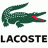 Green pixelated crocodile with open mouth showing red interior, positioned above black text reading LACOSTE on white background.