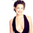 Static pixelated image of a person in a black swimsuit with short dark hair, cropped to show upper body against white background.