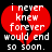 Red broken heart with white text 'i never knew forever would end so soon.' on black background.