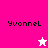 Pixelated text 'YvonneL' appears on pink and white backgrounds with a star symbol changing color between frames.