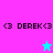 Pixelated icon with 'D3 DEREK D3' text and a star symbol alternating between cyan and pink on split backgrounds.