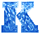 Blue pixelated K-shaped icons with white highlights on gray background, arranged in two of two