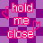 Pixelated text and heart symbols on a purple checkered background with gray lower-right corner.