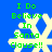 Green text reading "I Do Believe In Santa Clause!!" overlaid on a white snowflake against a blue background, with visible pixelation and slight variations in snowflake shape across frames.