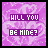 25 identical pixelated icons with a purple background, each displaying the text "WILL YOU BE MINE?" in white and pink block letters