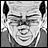 Black-and-white pixelated image of a person with closed eyes and a wide smile, next to text reading 'Anime IM' and 'com' on a black background.