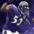 Pixelated image of a football player in purple uniform with number 51, holding text "Me in a Couple of Years, a BEAST!!" over dark background.