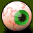 12 pixelated eyeballs with green irises and red blood vessels, each showing distinct animation frames against a dark background