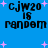 Blue background with pink plus signs and black text reading 'cjw20 16 random' in four identical