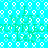 Animated pattern of white circular shapes on cyan background with green text overlays repeating 'I love you' in pixelated font.